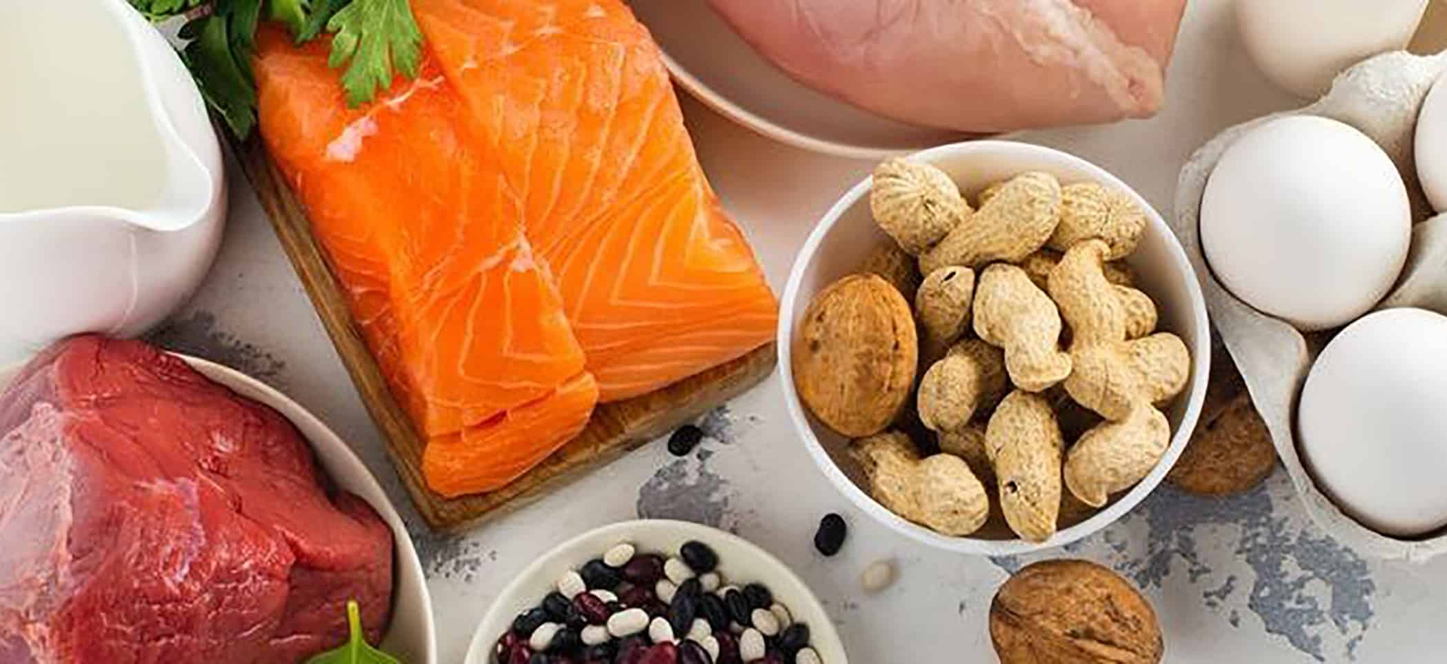eggs, salmon, nuts, beans