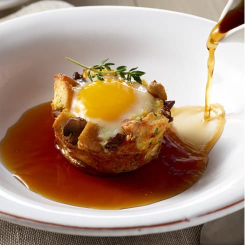 MUSHROOM BREAD PUDDING EGG-IN-A-HOLE BOWL