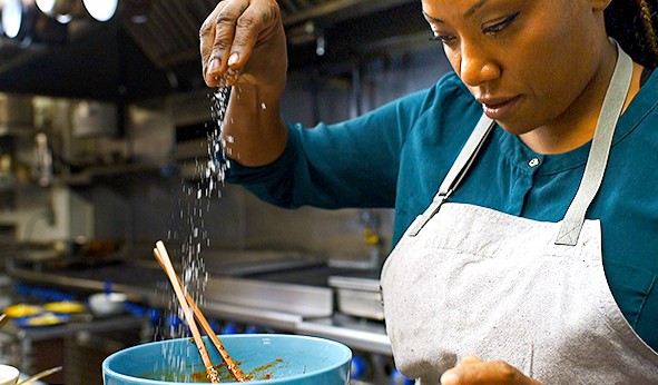 Chef Nyesha cooks