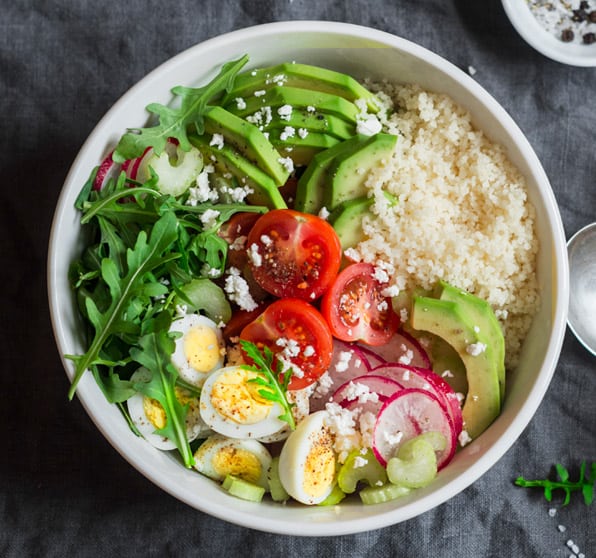 Couscous salad with hard-boiled eggs