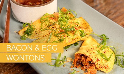 Bacon & egg wontons