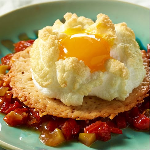 EGG CLOUD ON PARMESAN CRISP