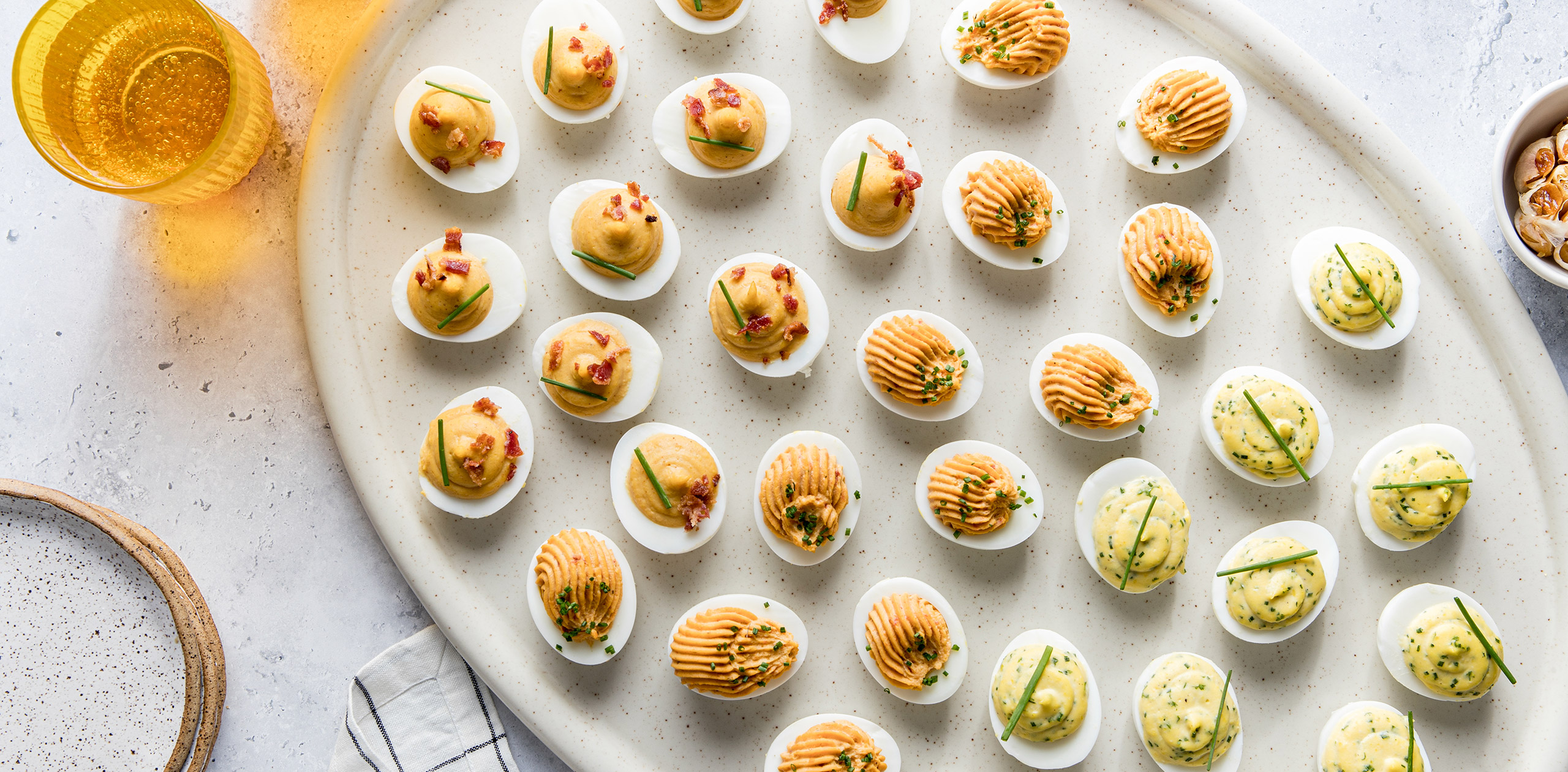 Roasted Garlic Deviled Eggs Three Ways